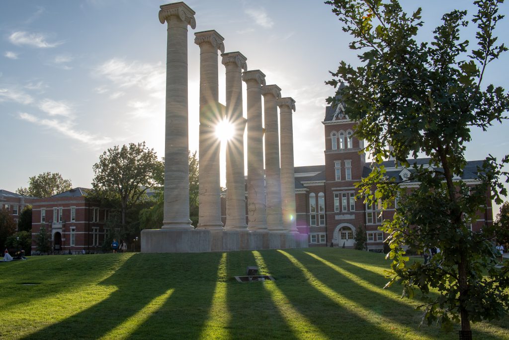 Mizzou's Francis Quadrangle with view of iconic columns