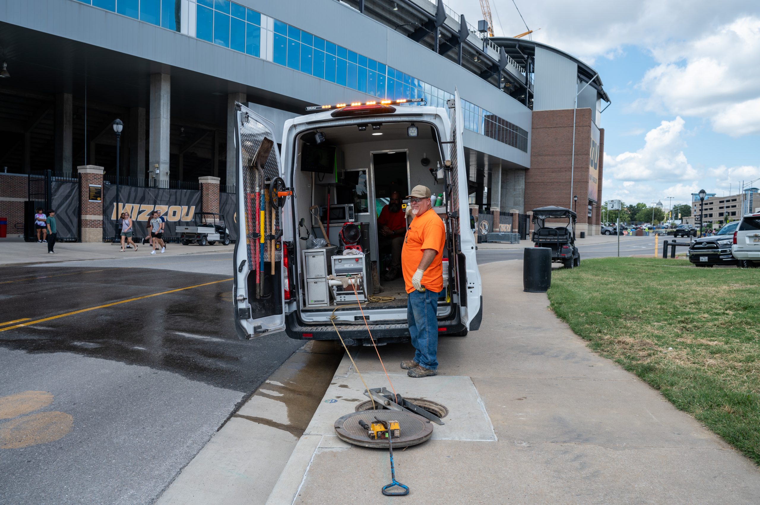 Energy Management crew maintaining sanitary piping system