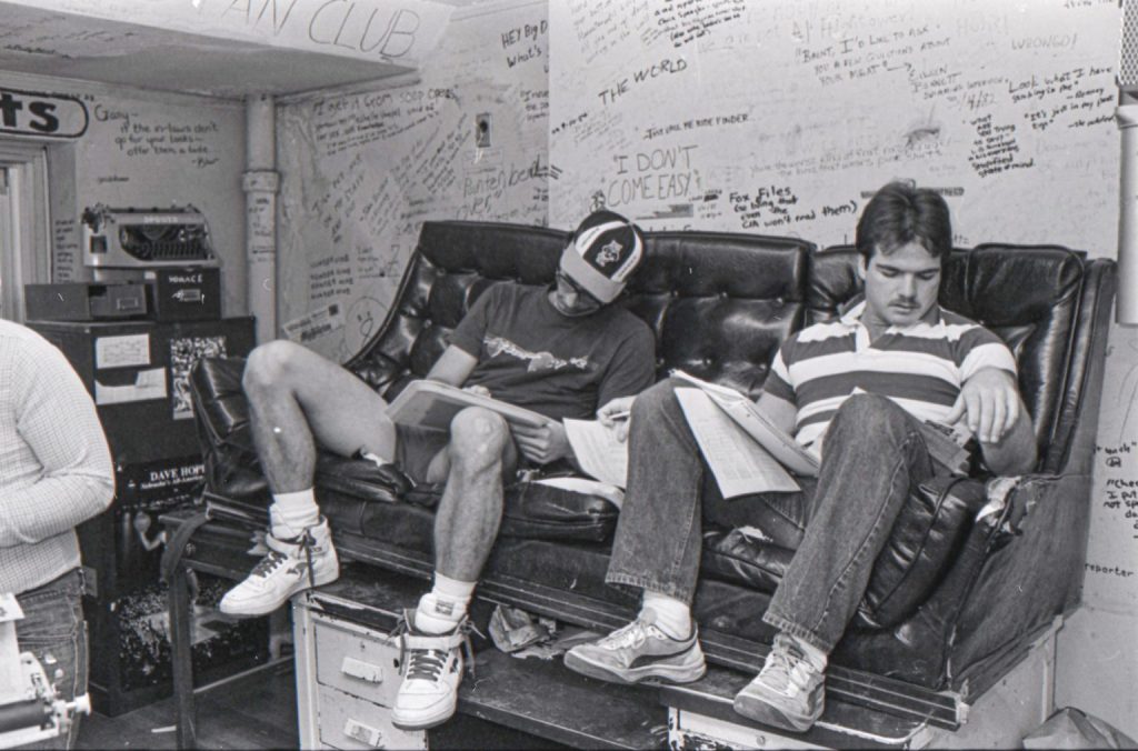 Students in the Maneater offices (Read Hall)