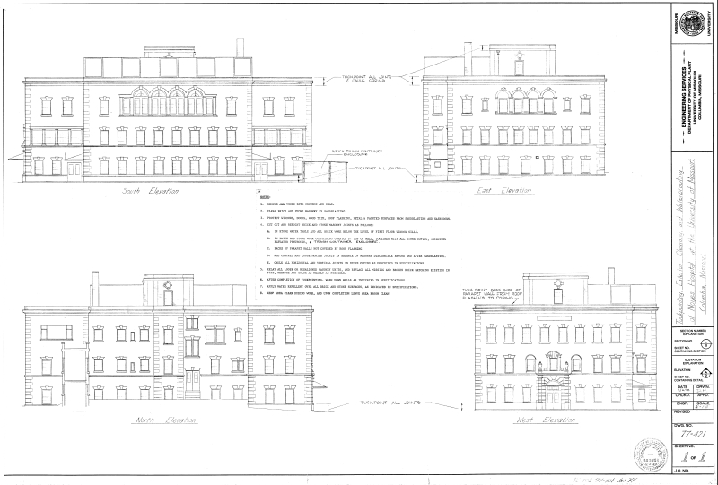 Blueprints for Noyes Hall solarium