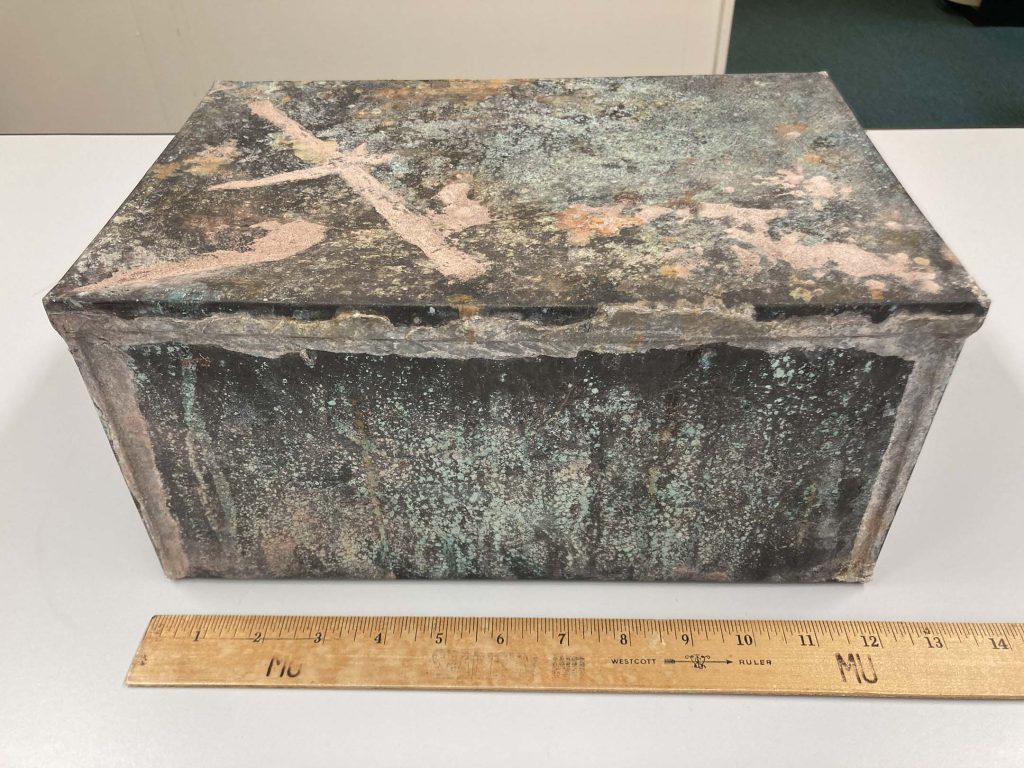 The time capsule that was found at Parker Hall