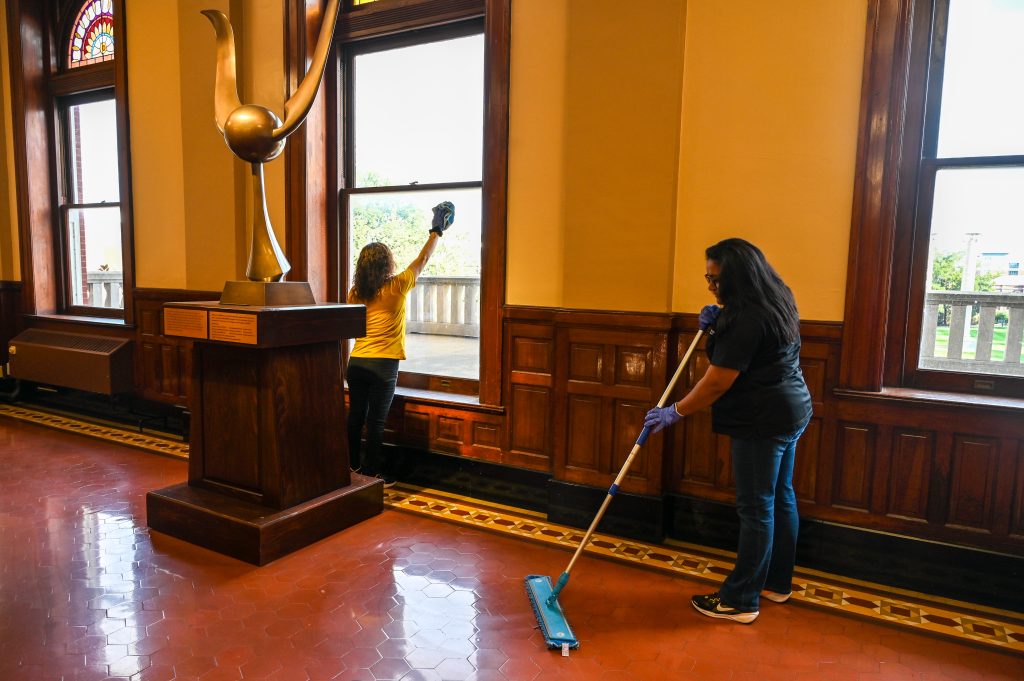 Custodial Services cleaning at Jesse Hall